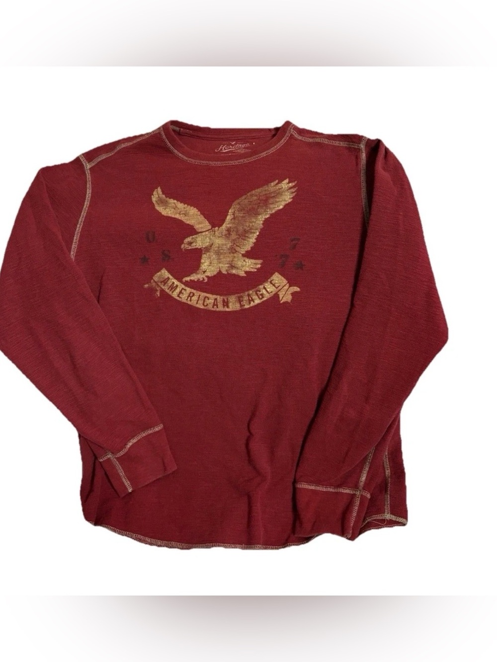 American Eagle Y2K Waffle Thermal Shirt Mens L Graphic Logo Skater Emo 2010s